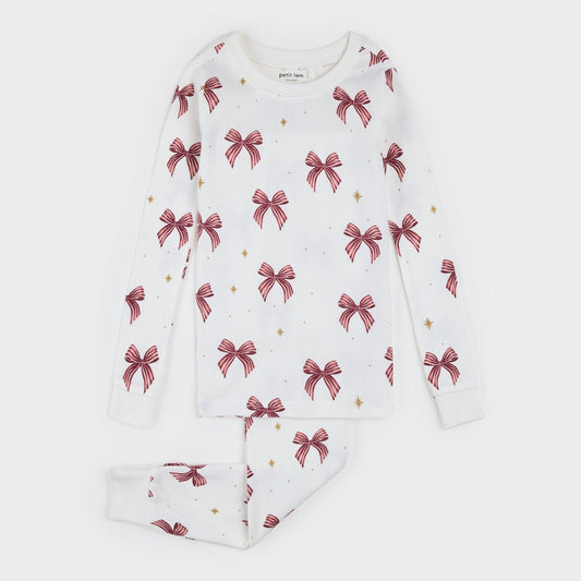 Glitter & Bows Print on Ivory PJ Set