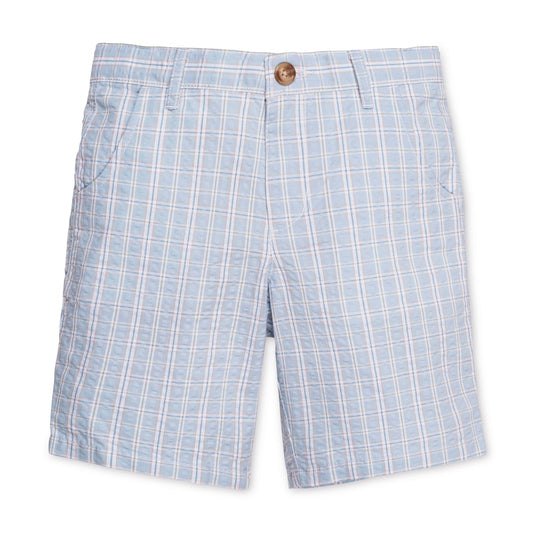 Organic Seersucker Short-Blue Check