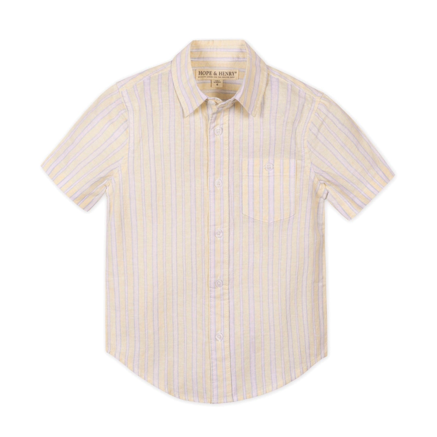 Linen Short Sleeve Shirt-Sunlit Stripe