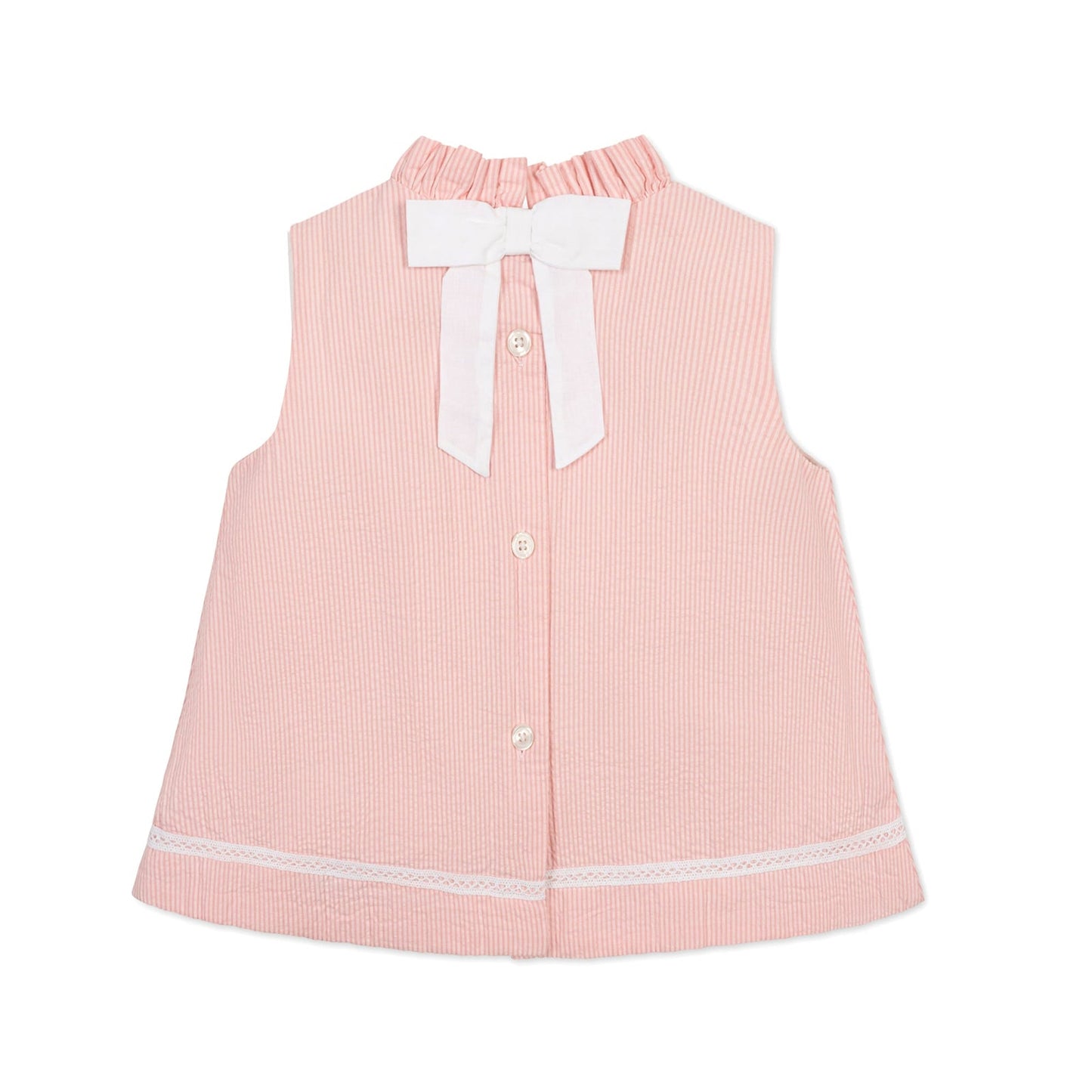 Organic Ruffle Neck Seersucker Top