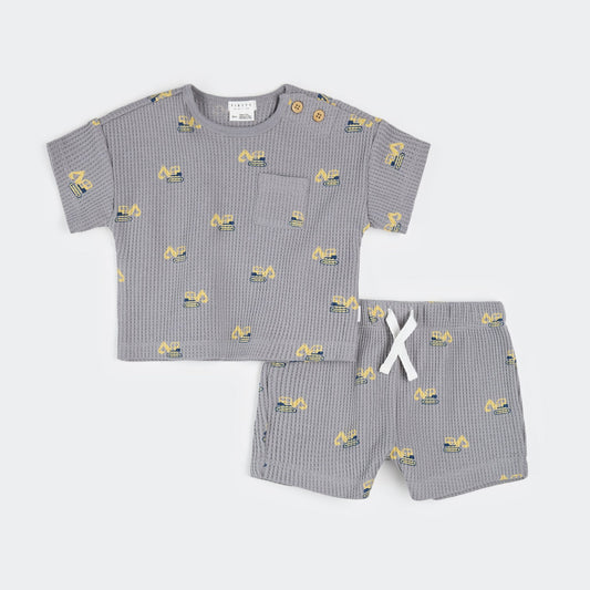 Diggers Print on Cement Short Set