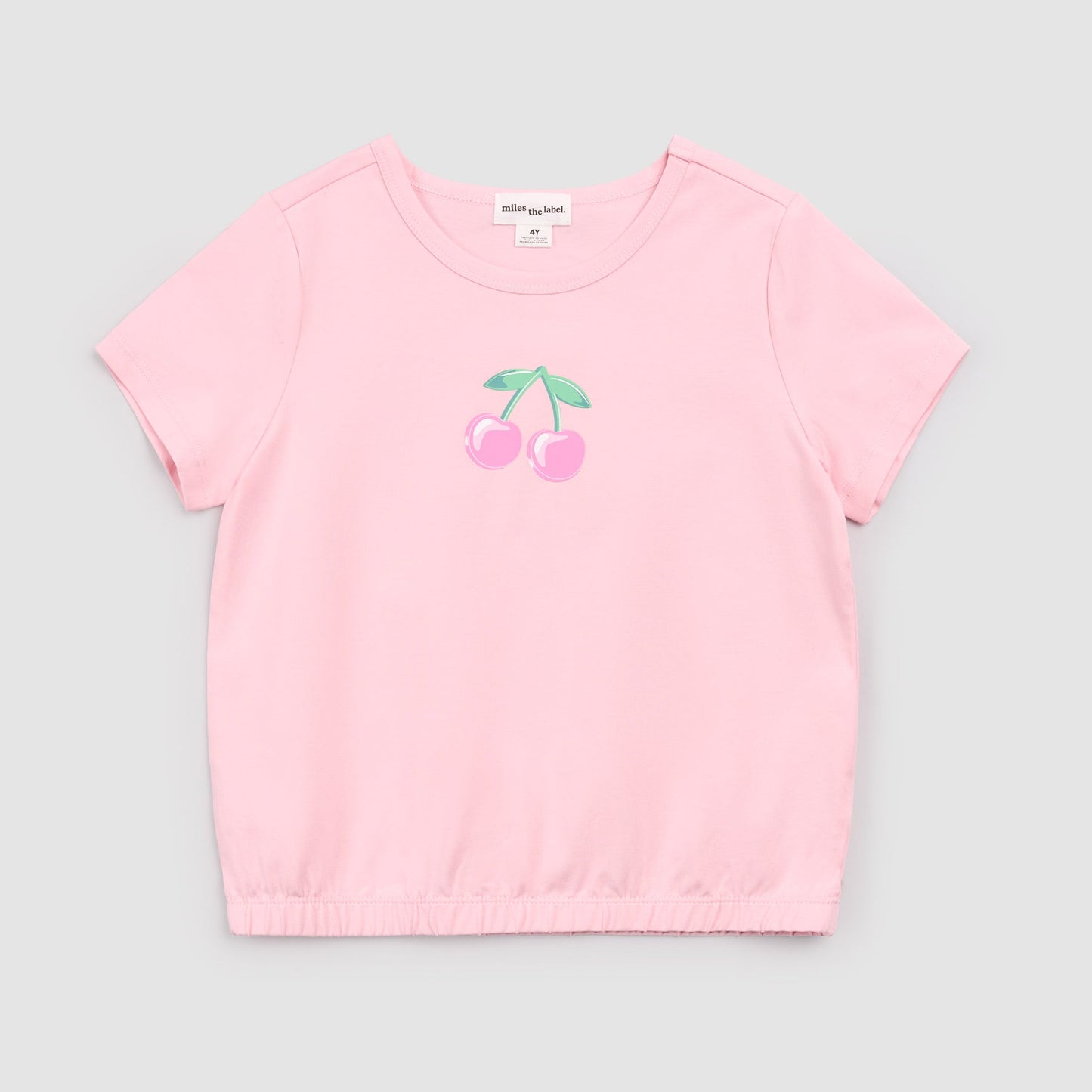 Cherries on Pink Ruched T-Shirt
