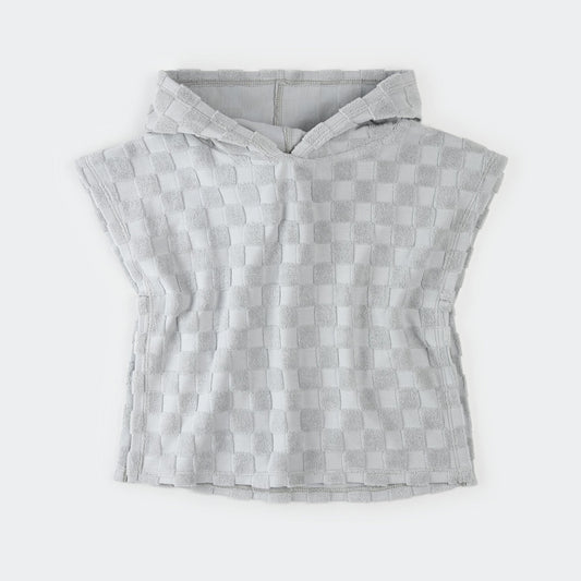 Faded Blue Checkerboard Beach Poncho