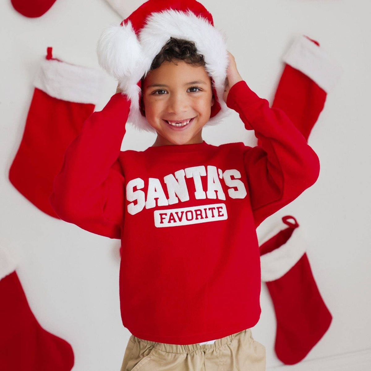 Santa's Favorite Puff Ink Christmas Sweatshirt -Boys Clothes
