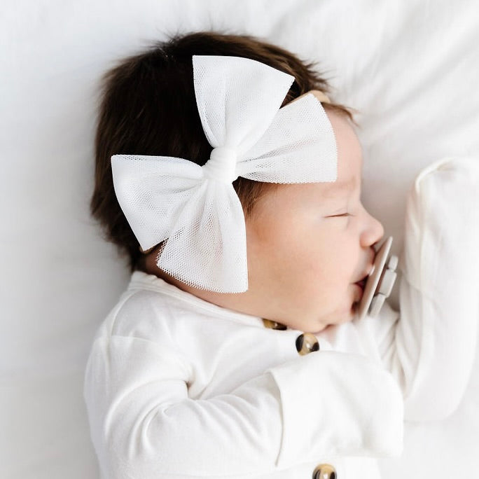 Tulle Bow - White Headband
