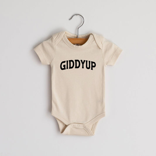 Cream Giddyup Modern Organic Baby Bodysuit