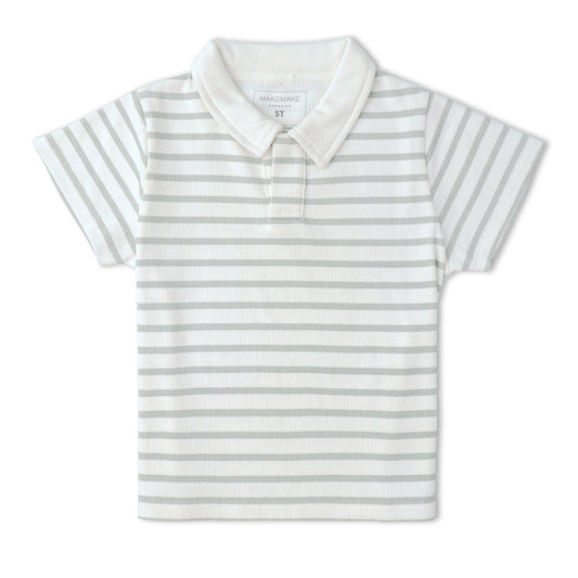 Organic Collar Tee- Fog Stripes