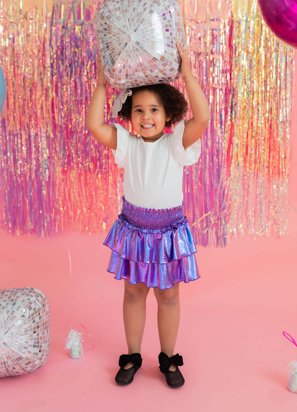 Ruffle Skort in Purple Lamé