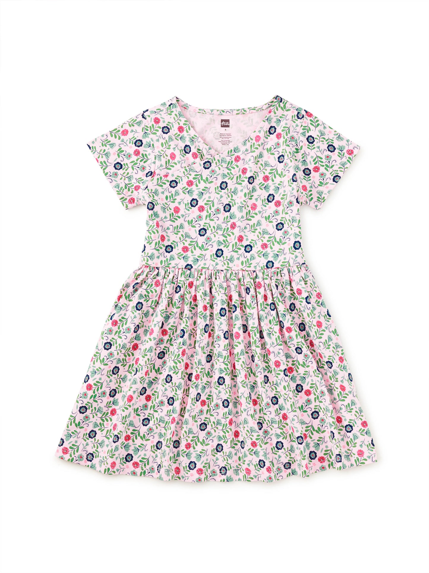 SHORT SLEEVE WRAP NECK DRESS