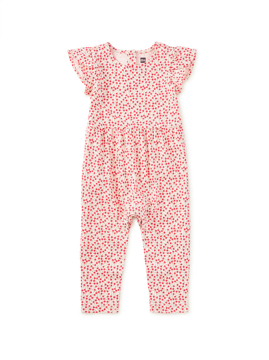 Tulip Sleeve Baby Romper Mini Rose Toss
