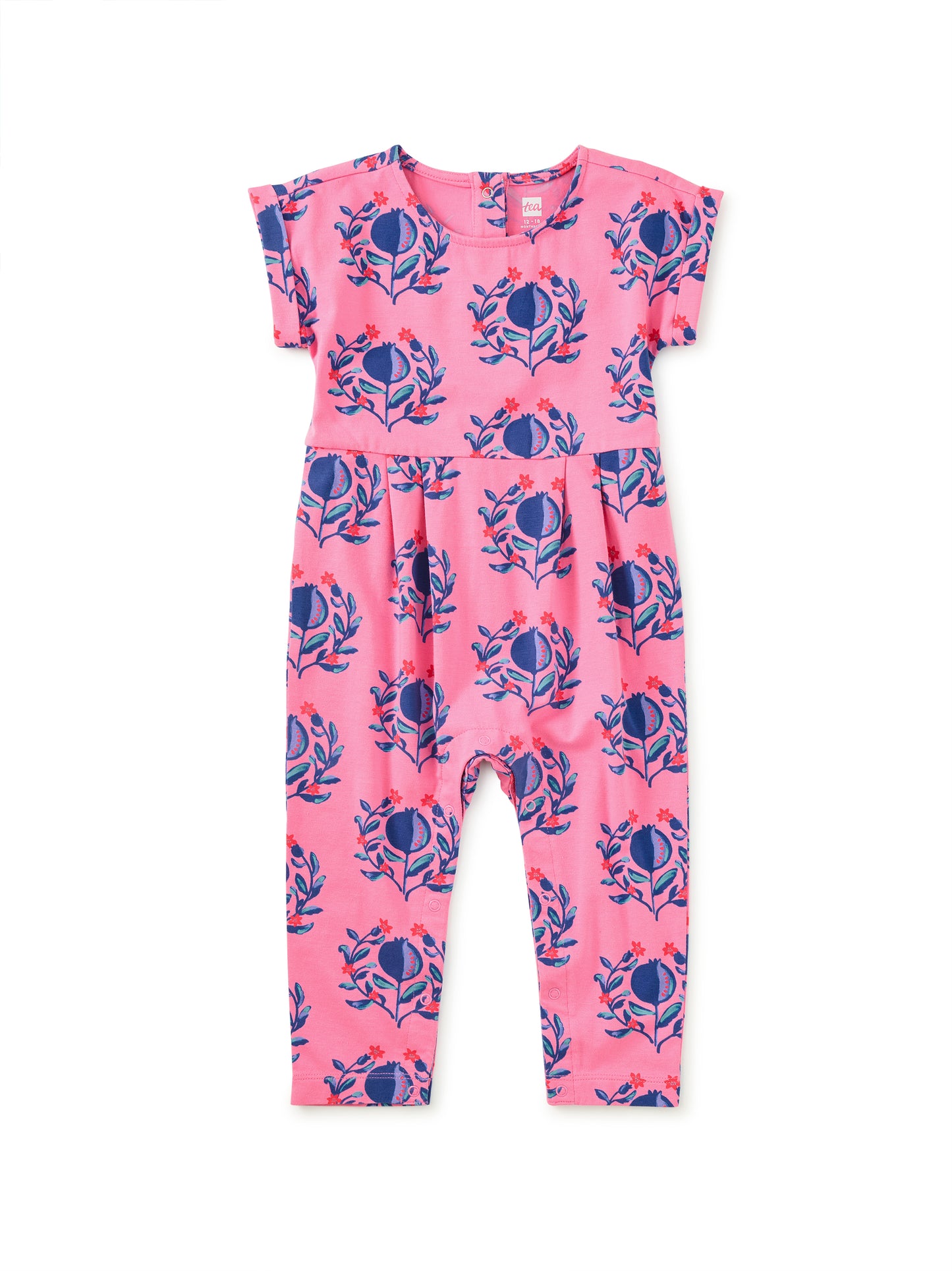 Cuff Sleeve Baby Romper Pomegranate Floral
