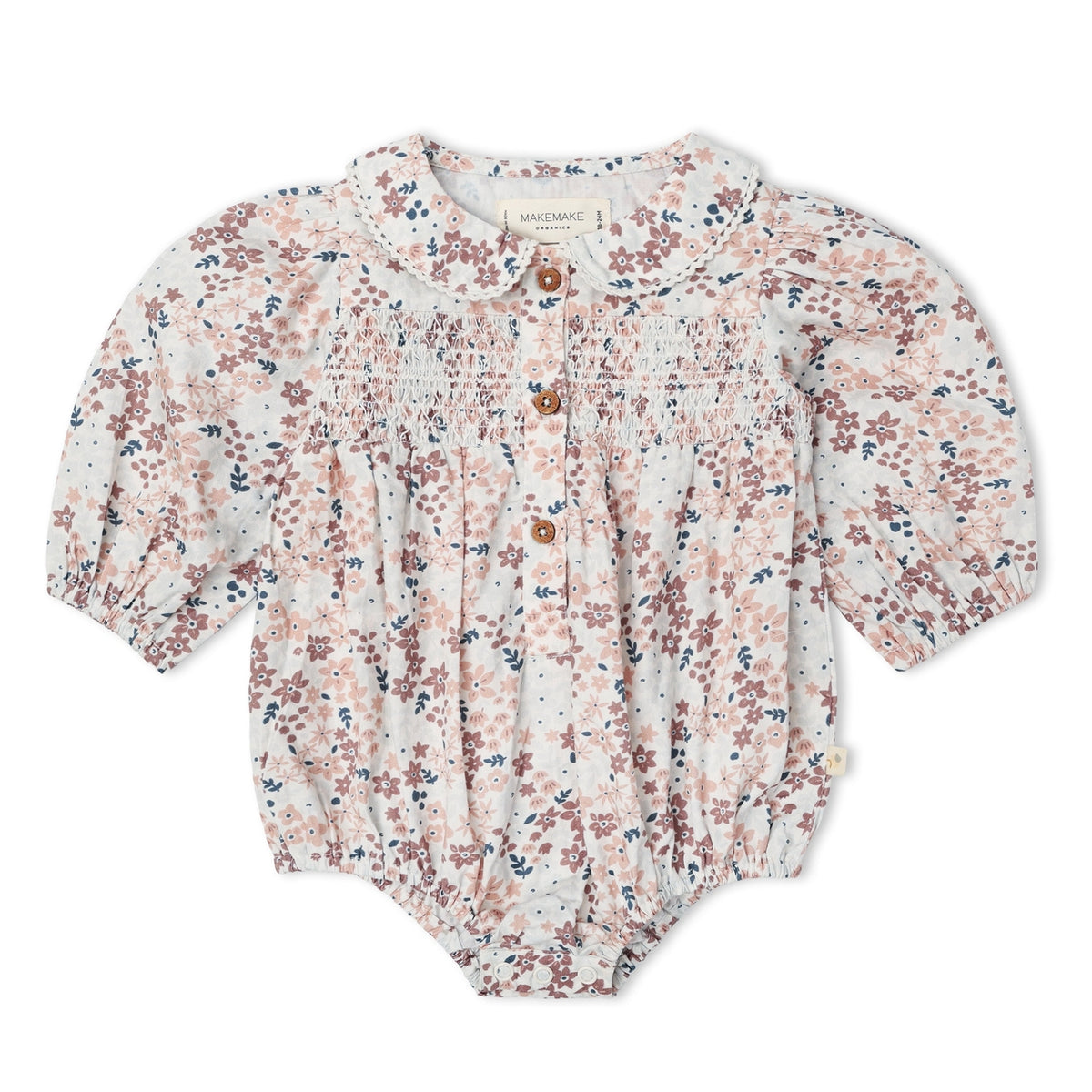 Organic Smocked Long Sleeve Bubble Romper - Wild Sprig