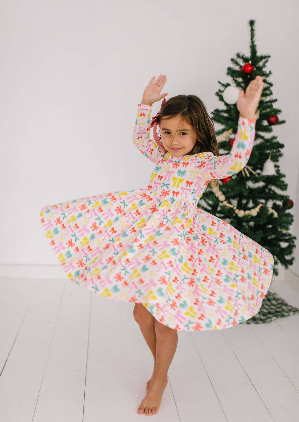 Gwendolyn Dress in Holiday Bows | Girls Dress