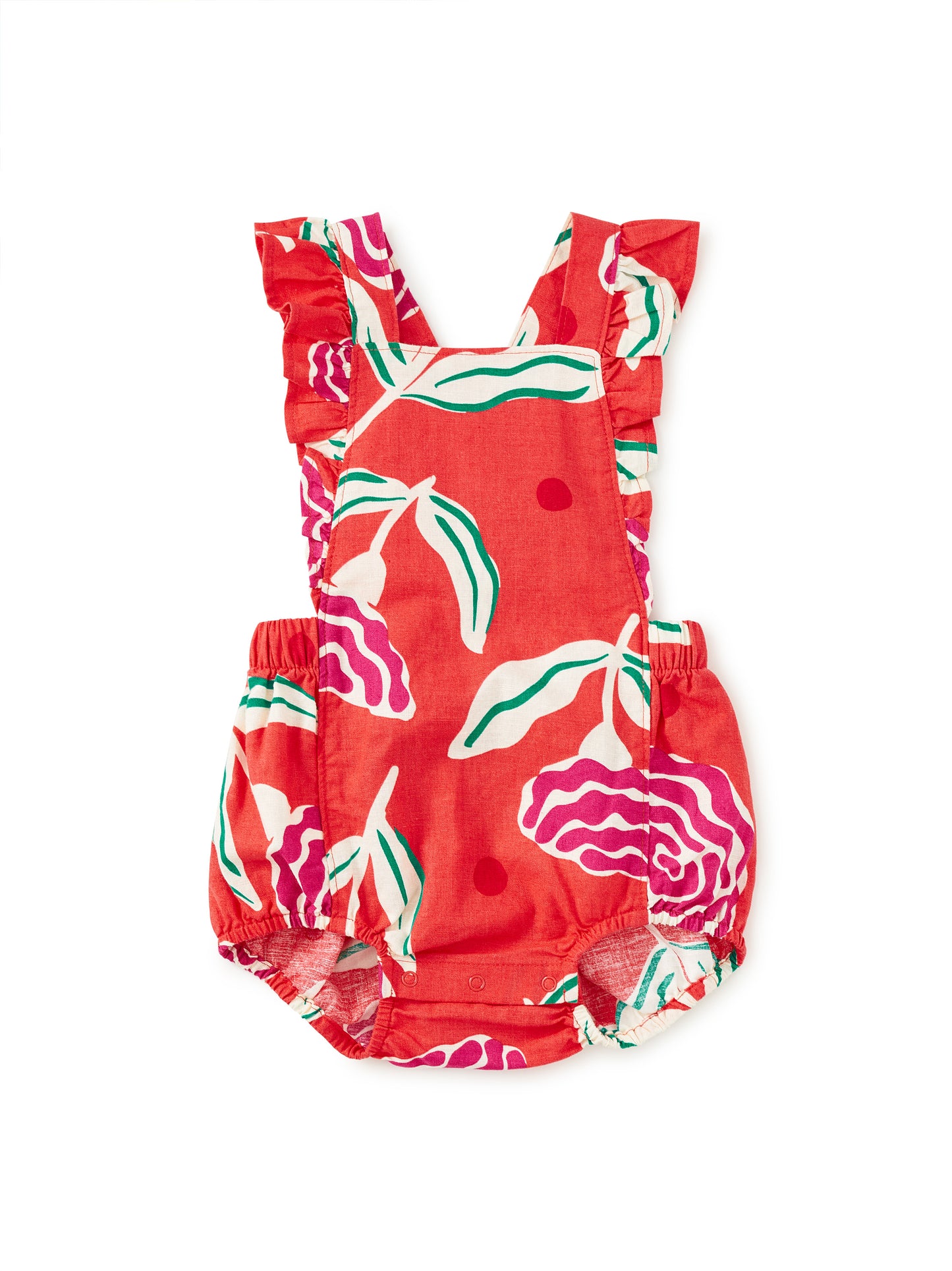 Ruffle Bubble Baby Romper Flamenco Carnation