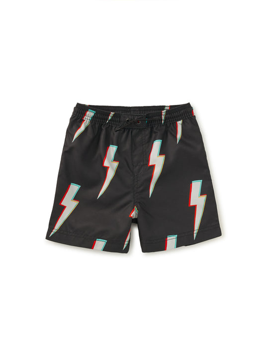 Mid Length Swim Trunks-Lightening Bolts