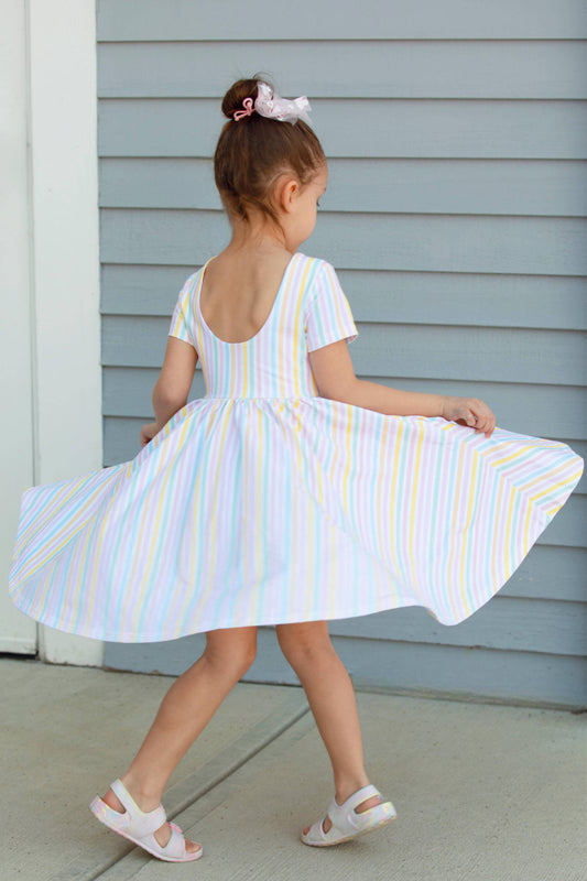 Classic Twirl Dress in Pastel Stripe