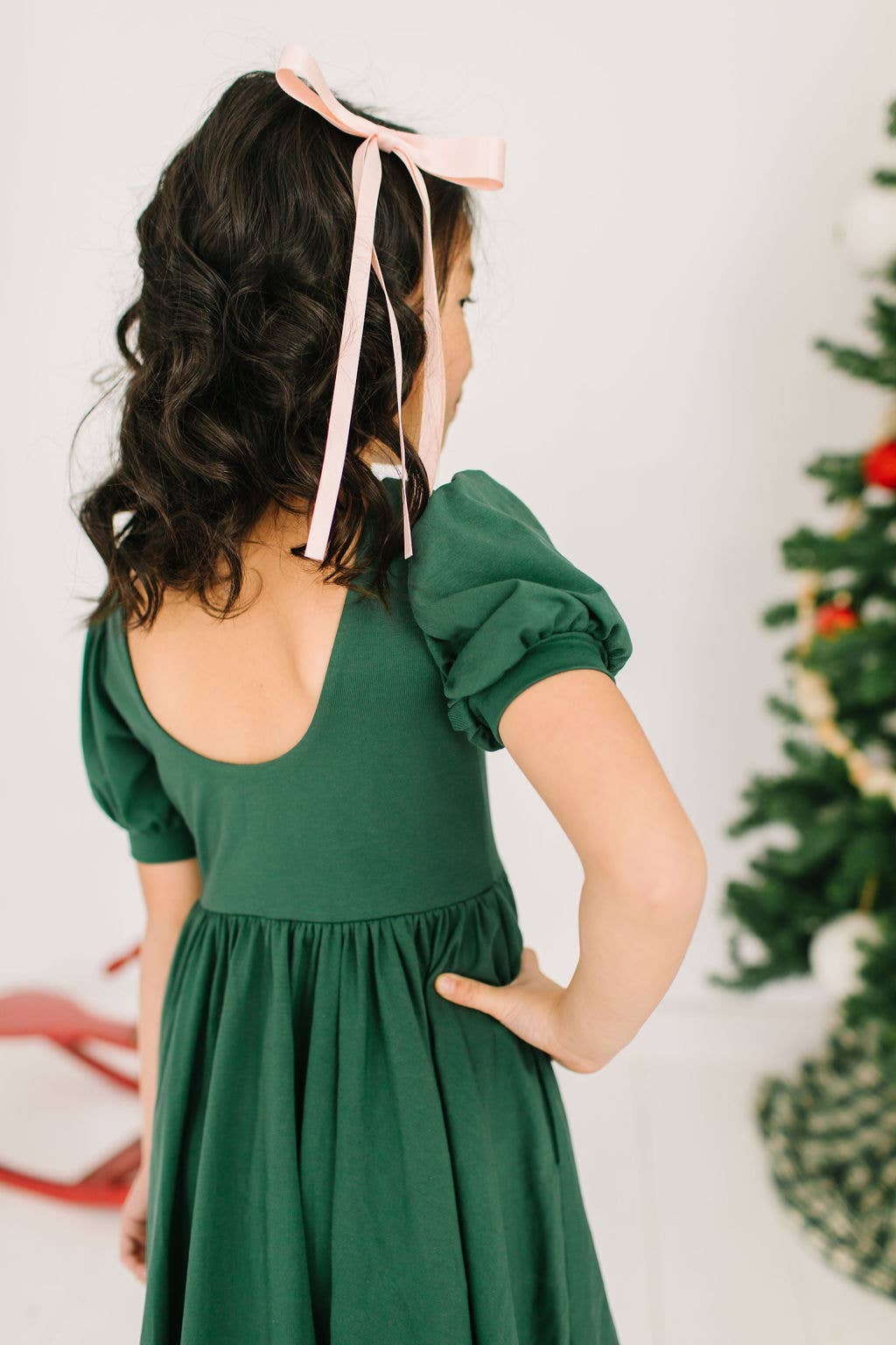 Puff Dress in Evergreen | Girls Twirl Dress