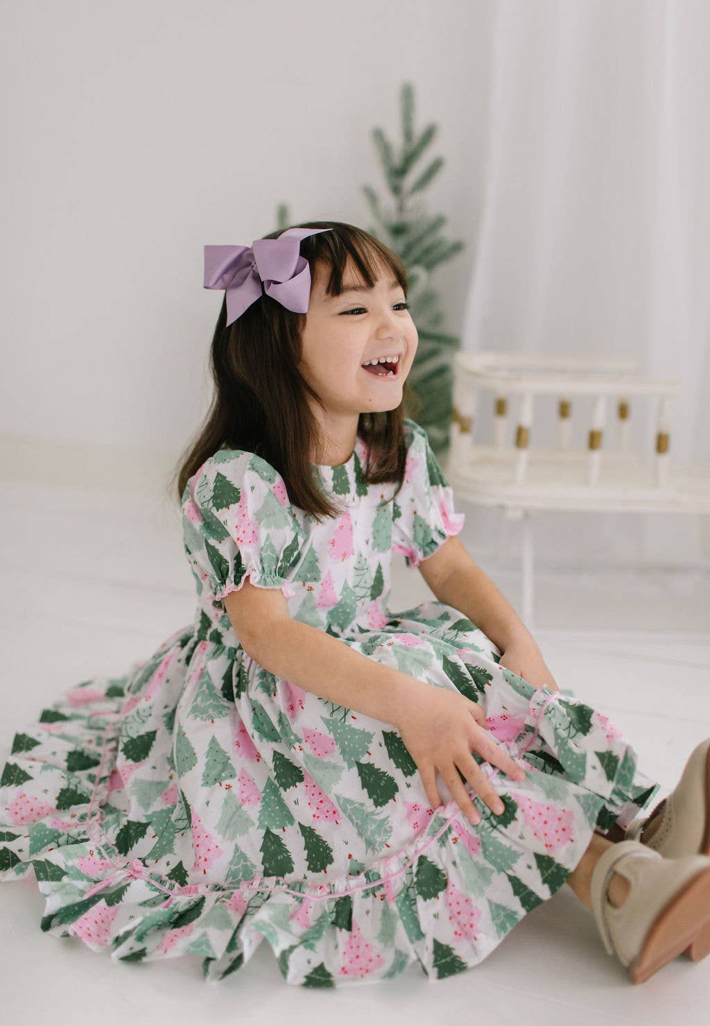 Aura Poplin Dress in Christmas Tree | Girls Dress