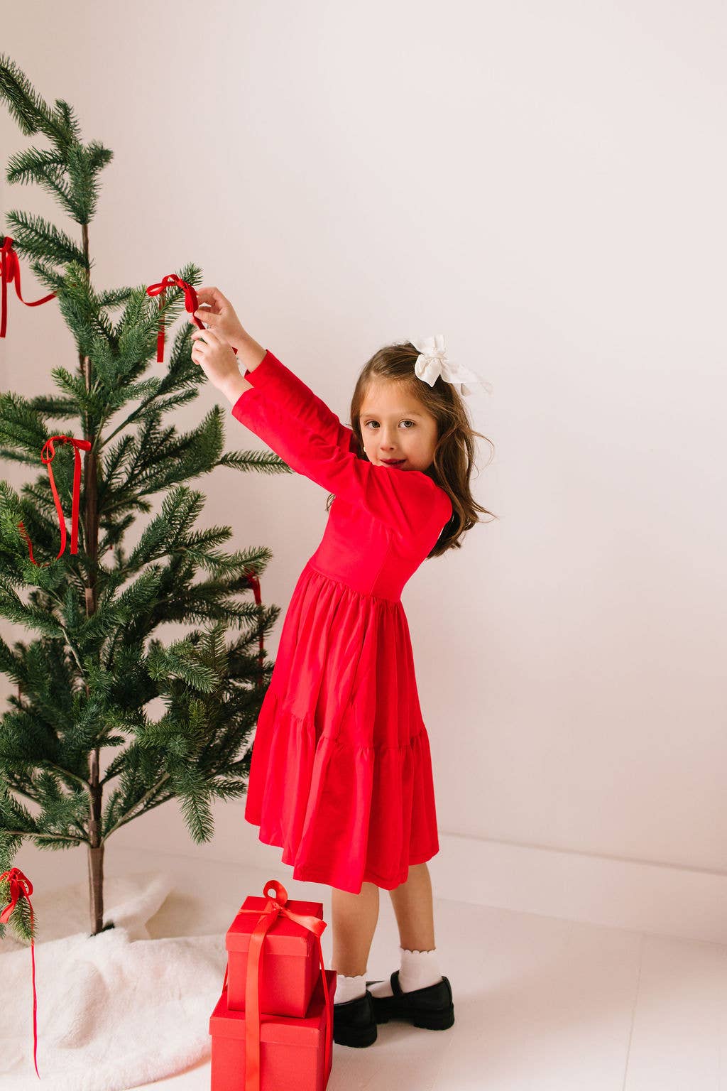 Gwendolyn Ruffle Dress in Scarlet
