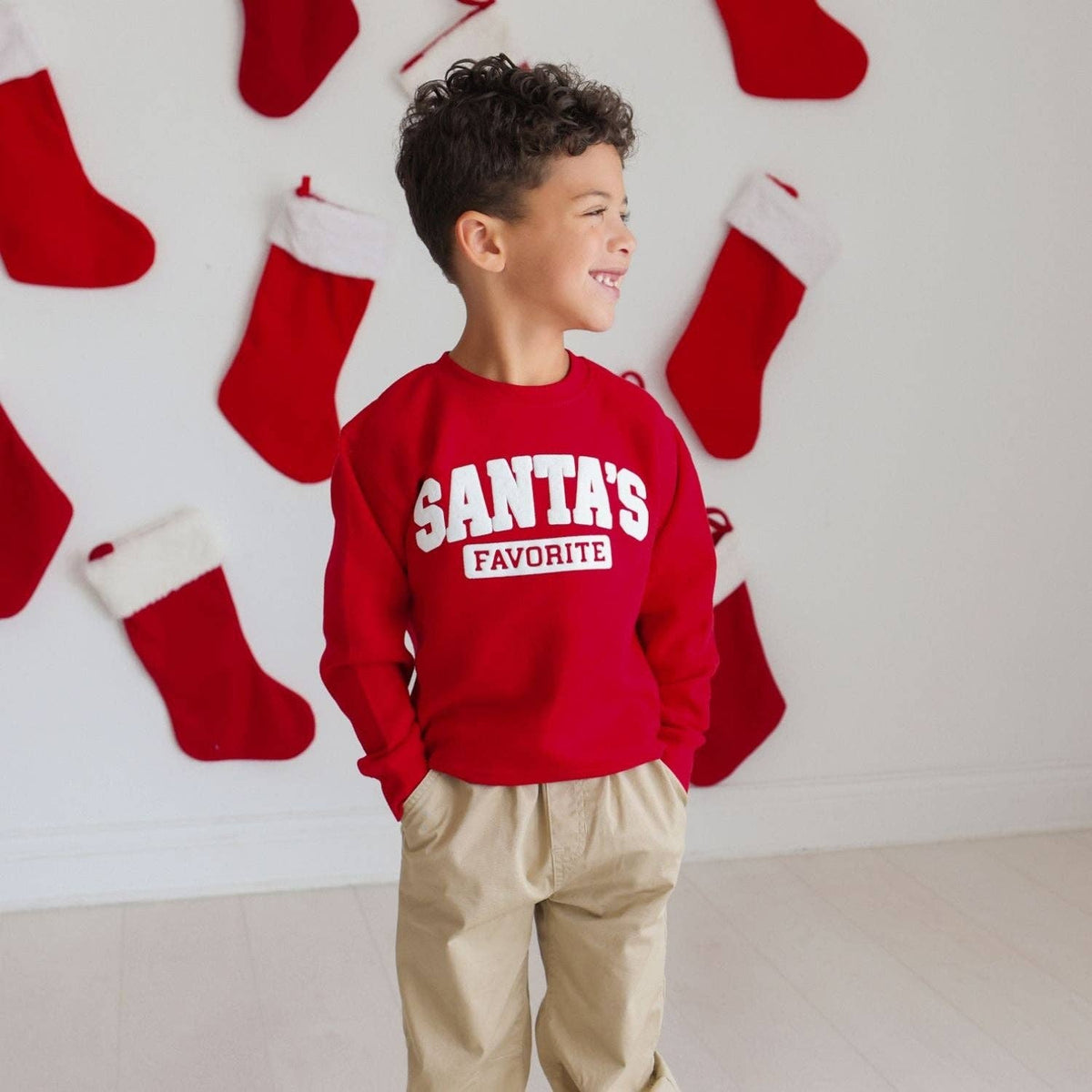 Santa's Favorite Puff Ink Christmas Sweatshirt -Boys Clothes
