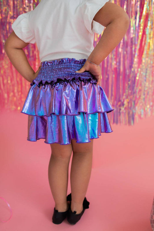 Ruffle Skort in Purple Lamé