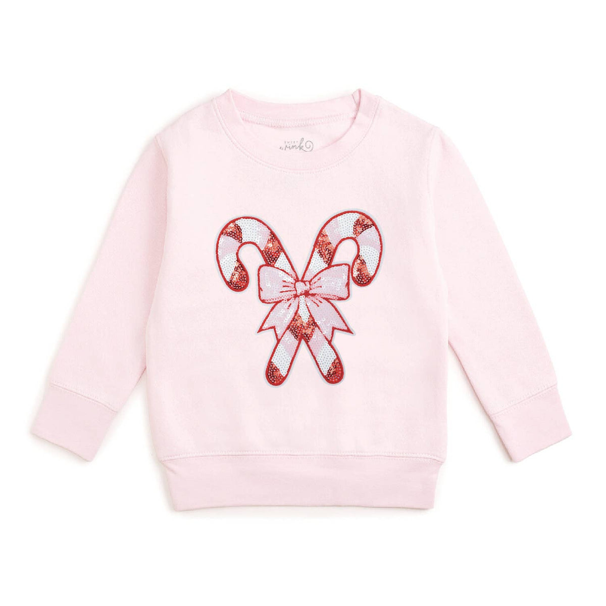 Candy Cane Sequin Patch Christmas Sweatshirt - Kids Clothing