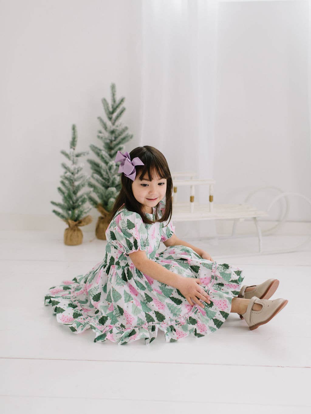 Aura Poplin Dress in Christmas Tree | Girls Dress