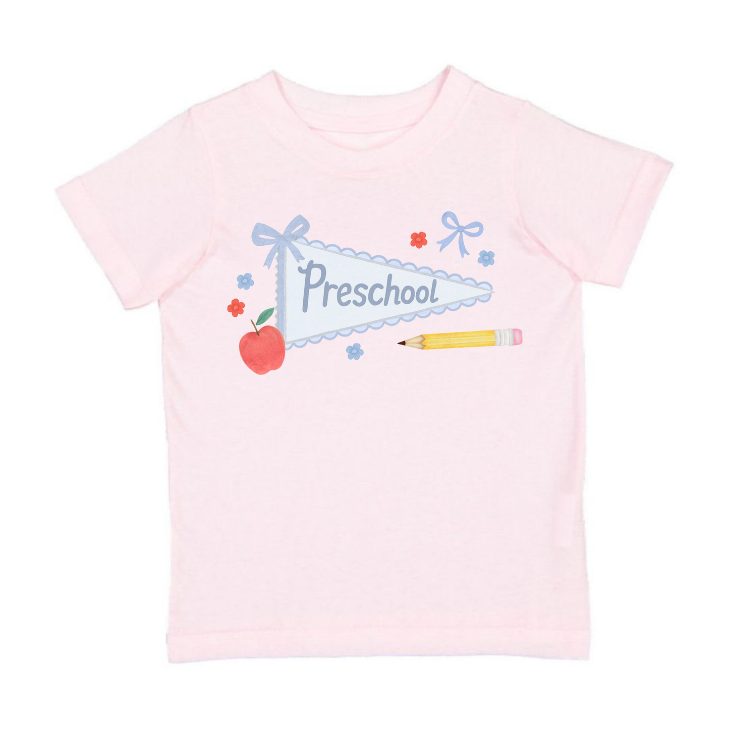 Preschool Bow Pennant Short Sleeve T-Shirt - Back To School