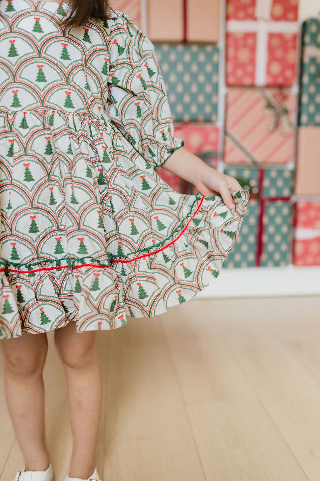 Aura Poplin Dress in Lattice Tree