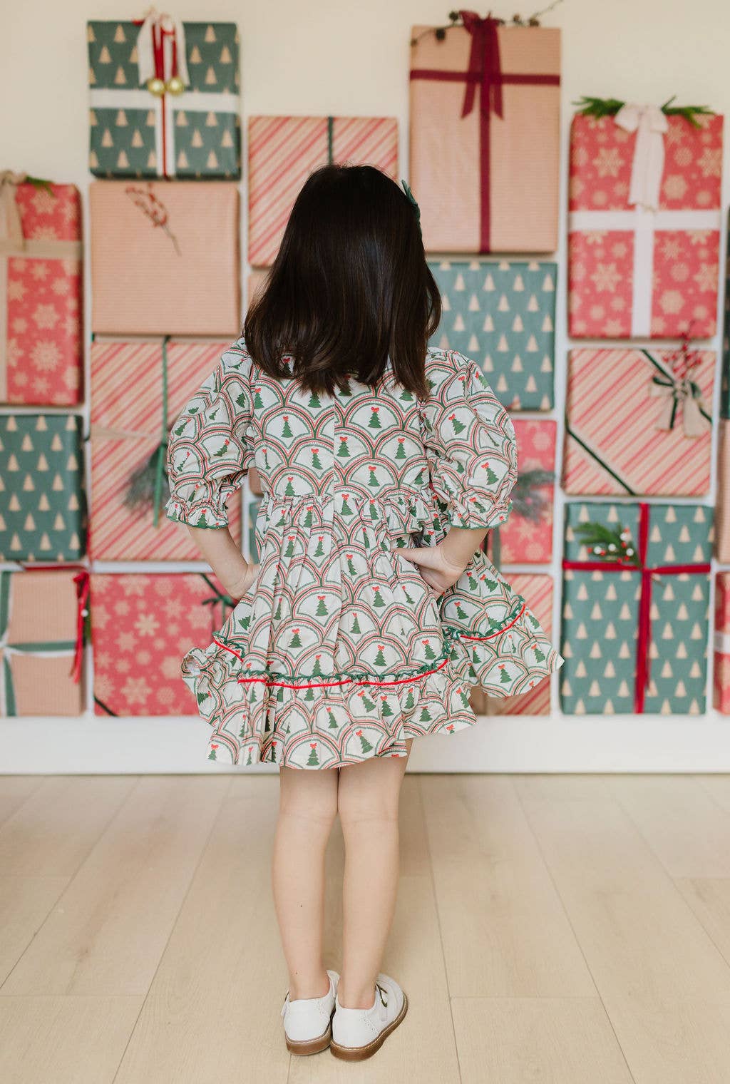 Aura Poplin Dress in Lattice Tree