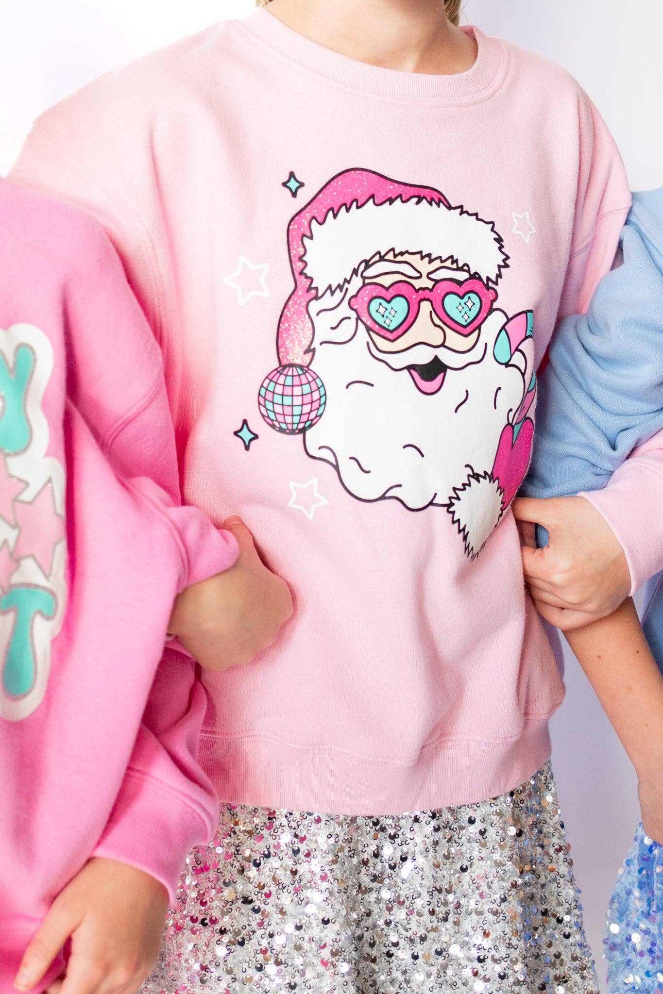 XOXO by Magpies Disco Santa Sweatshirt | Bubble Gum Pink