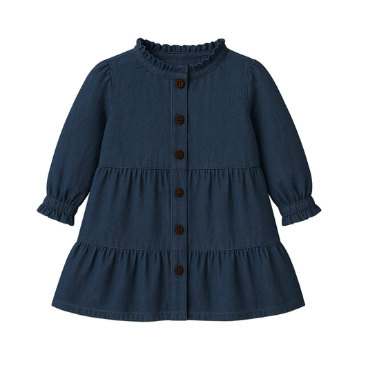 Tula Chambray Ruffle Shirt Dress