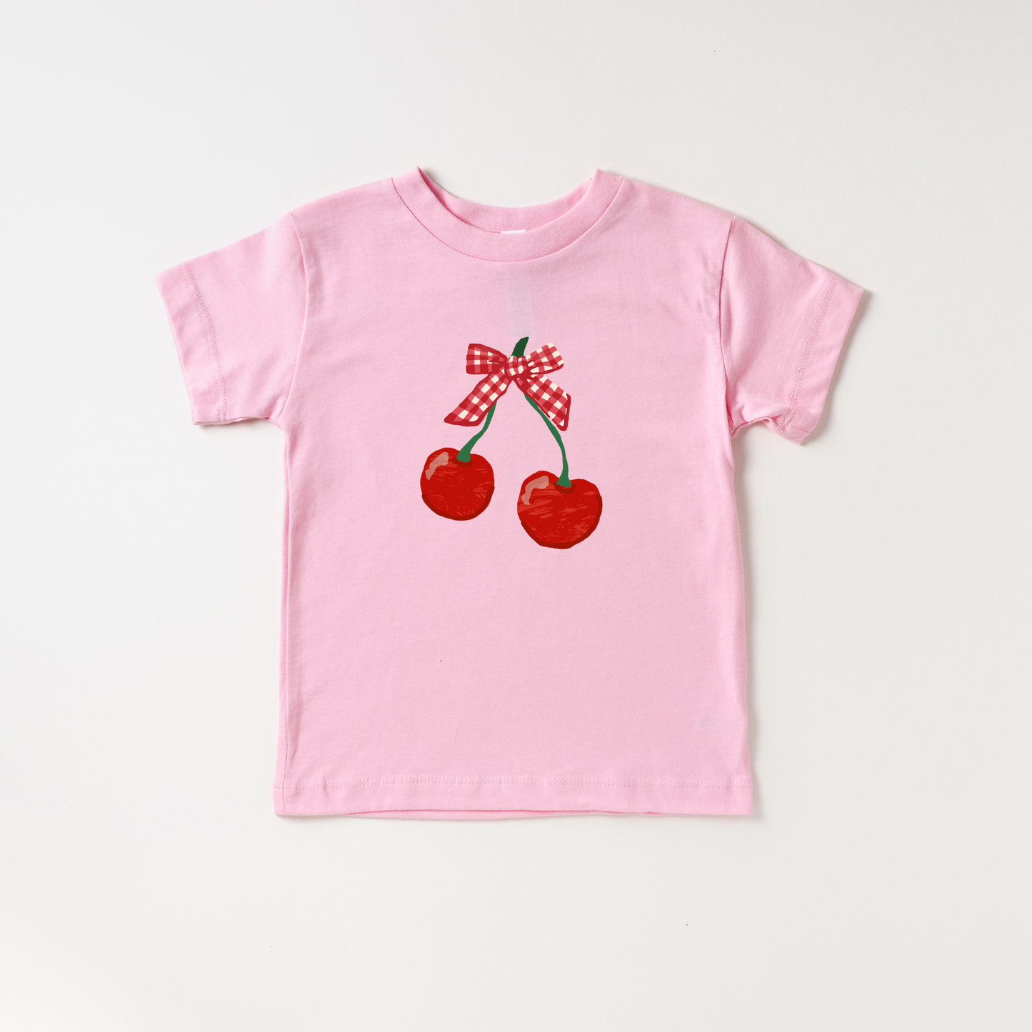 Gingham Coquette Bow Cherry Kids Shirt Summer Spring Girl