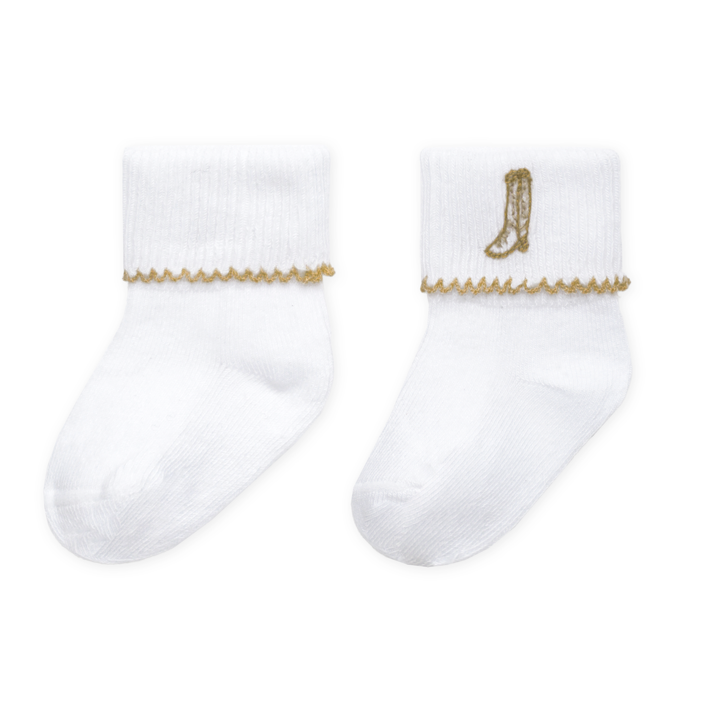 Darling Cowboy Boots Hand-Embroidered Socks - Ivory