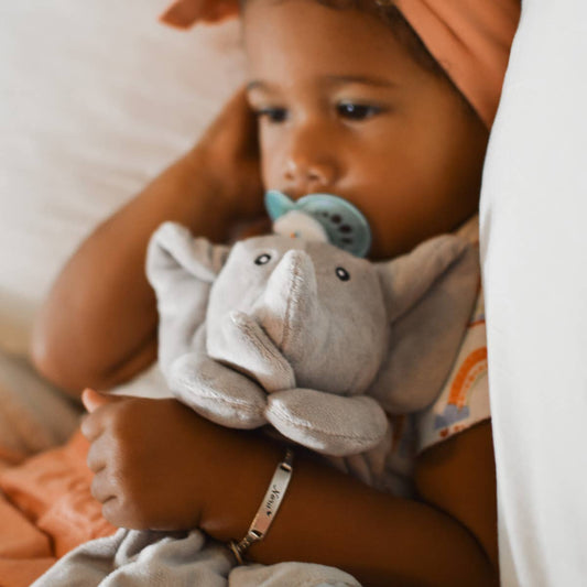 Elephant Lovey security blanket for travel and bedtime