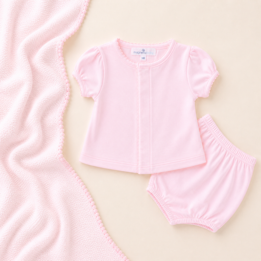 Solid Essentials Ruffle Diaper Cover Set - Pink