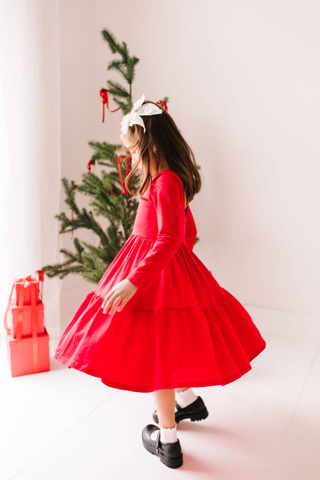 Gwendolyn Ruffle Dress in Scarlet