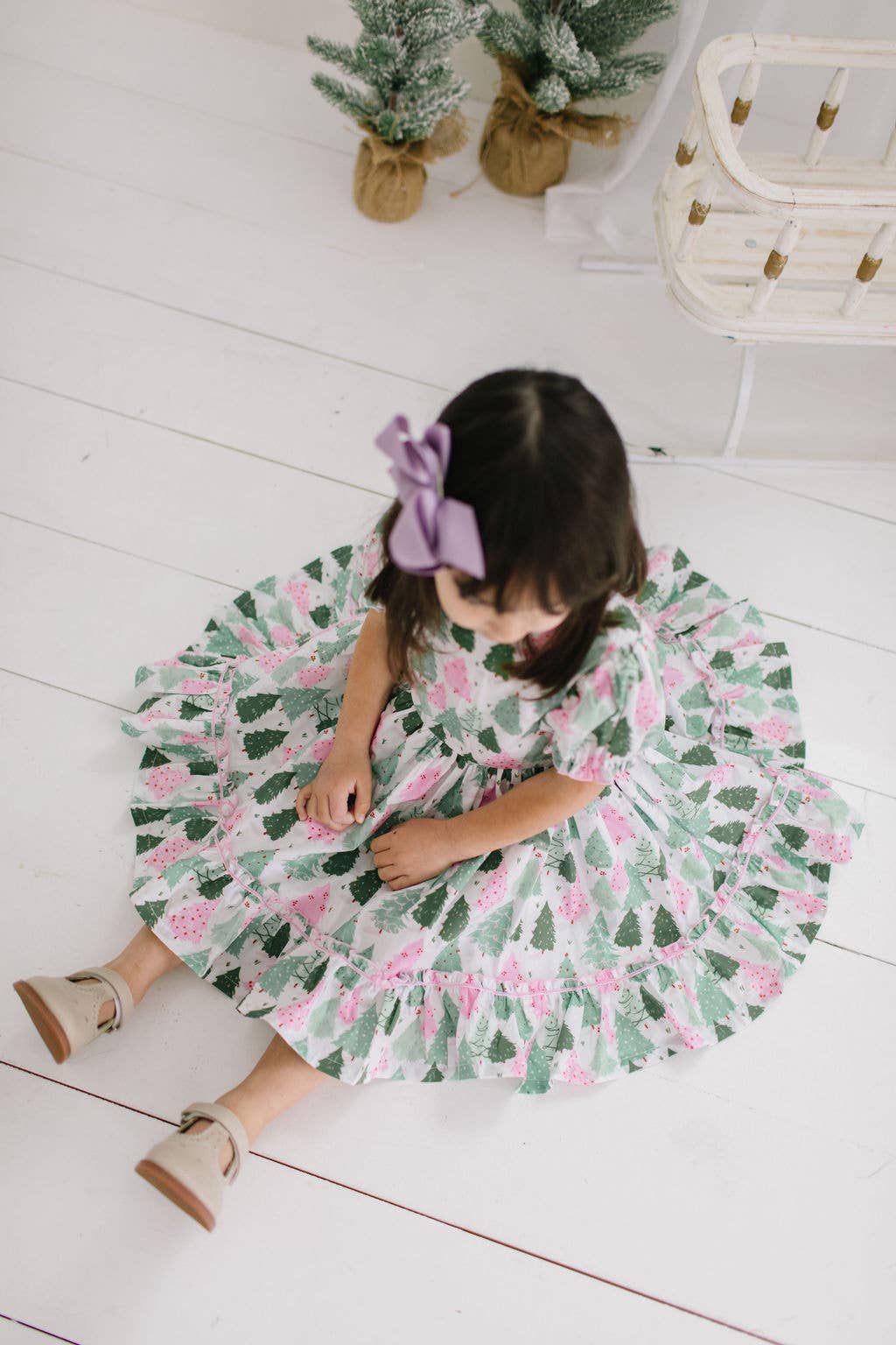 Aura Poplin Dress in Christmas Tree | Girls Dress