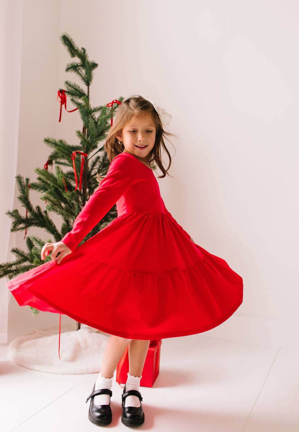 Gwendolyn Ruffle Dress in Scarlet