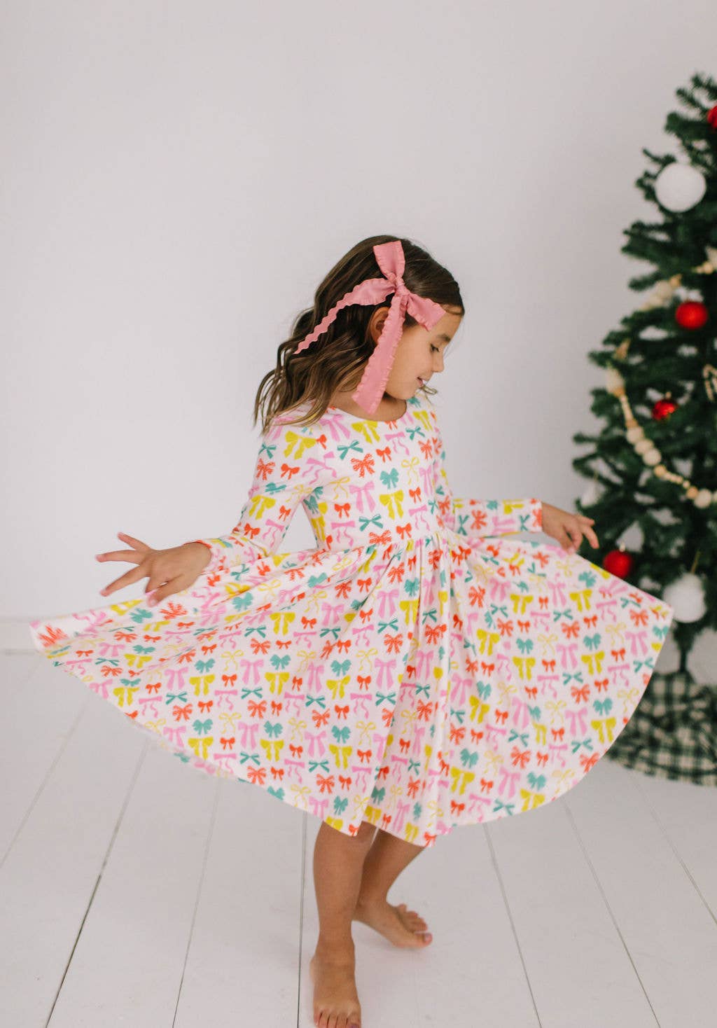Gwendolyn Dress in Holiday Bows | Girls Dress