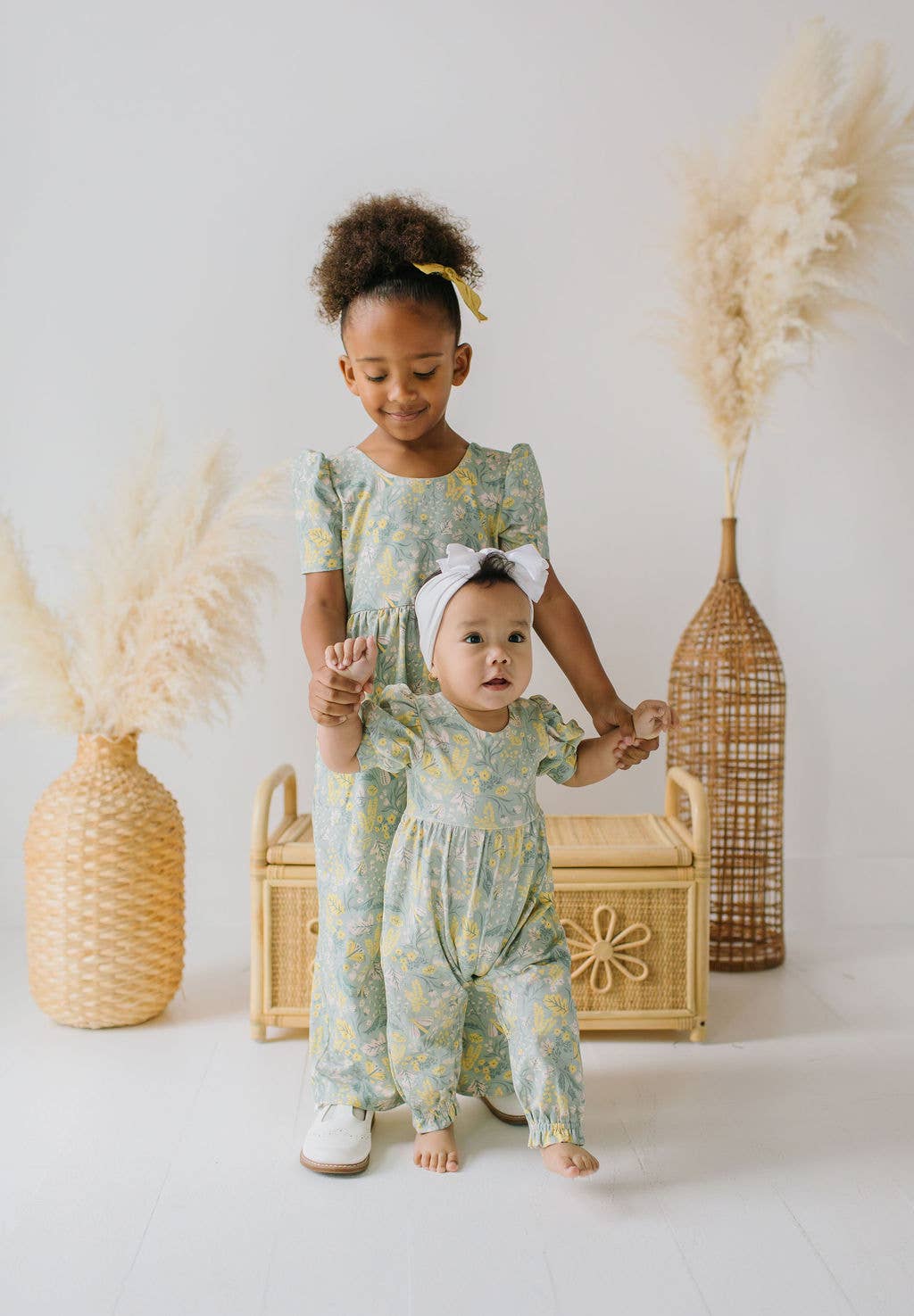Puffed Rosie Romper in Sunlit Sage