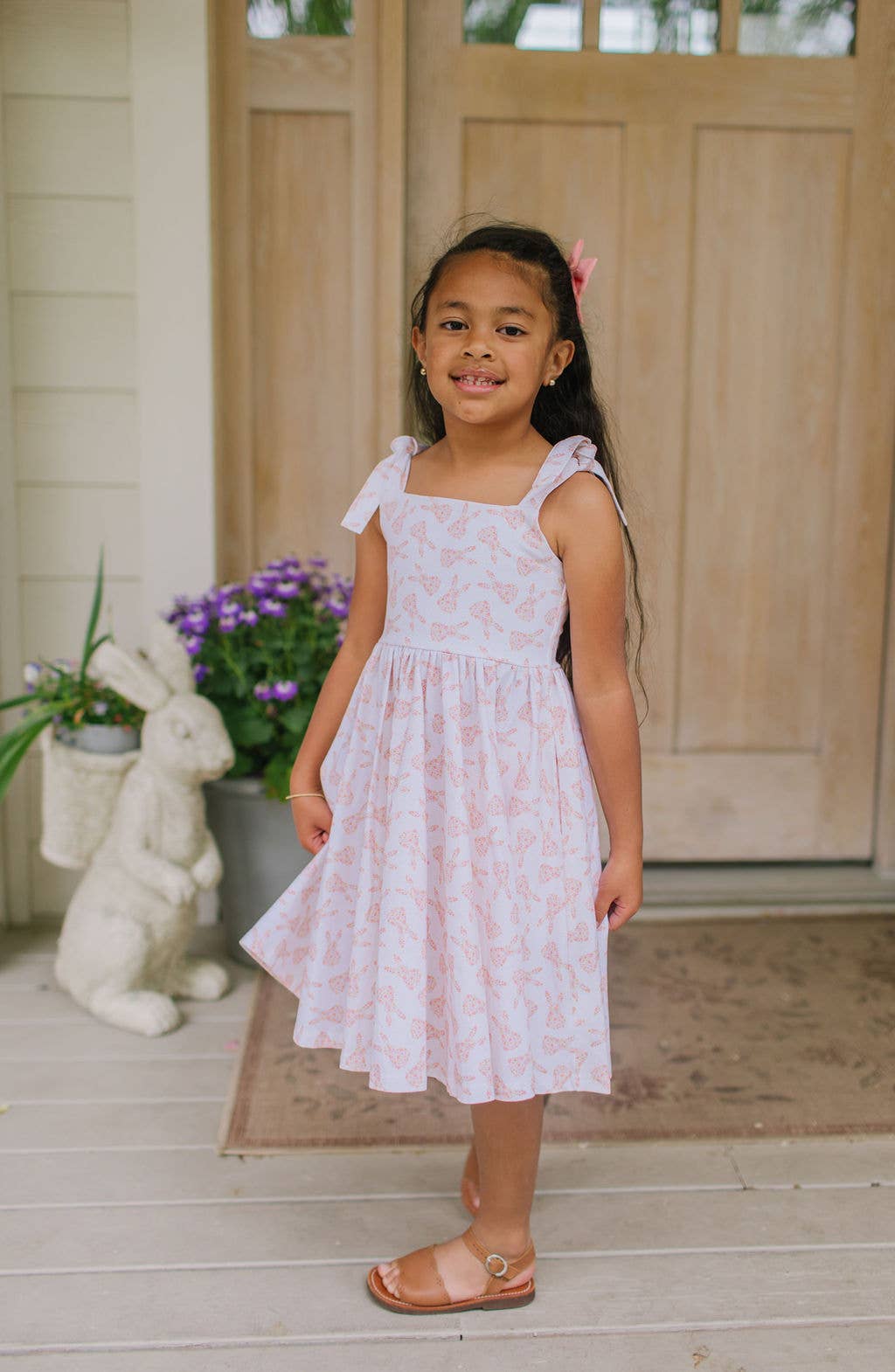 Valerie Dress in Ditsy Bunny | Girls Pocket Twirl Dress