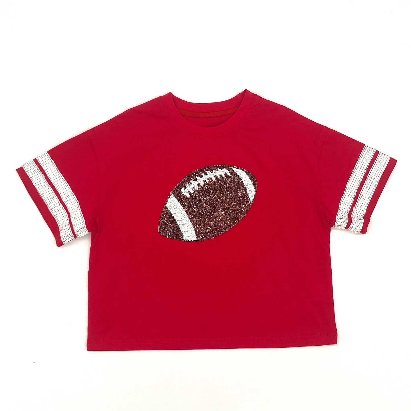 Red sequins football patch tee