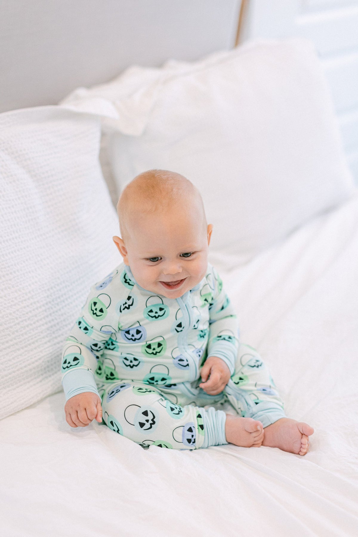 Green Halloween Bucket Zipper Romper