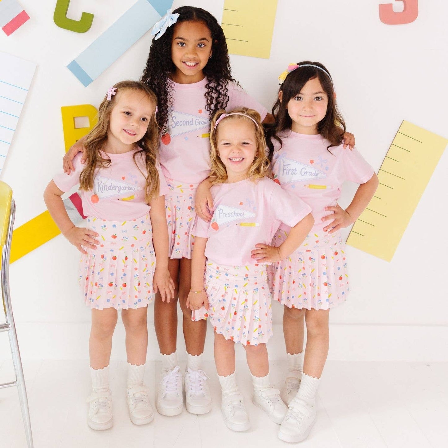 Kindergarten Bow Pennant Short Sleeve T-Shirt Back To School