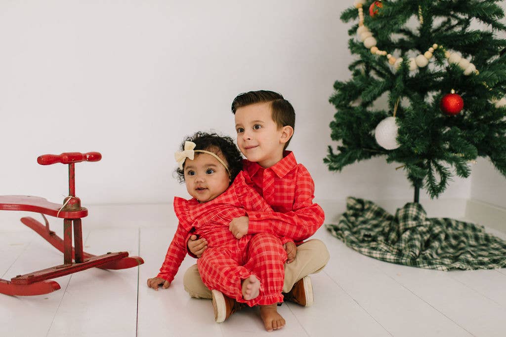 Mabel Romper in Red Picnic Plaid