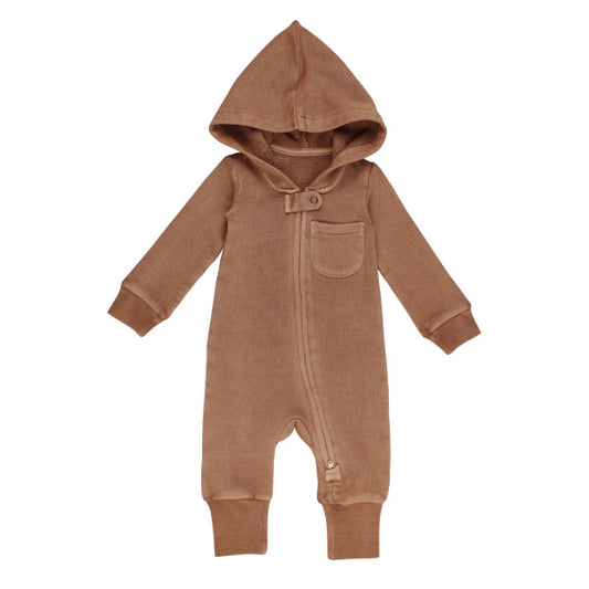 Organic Zipper Romper Latte