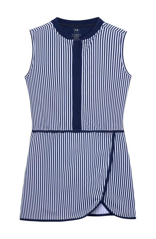 Navy Thin Stripe Court Dress