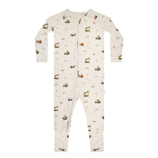 Construction Small Ribbed Zip Romper