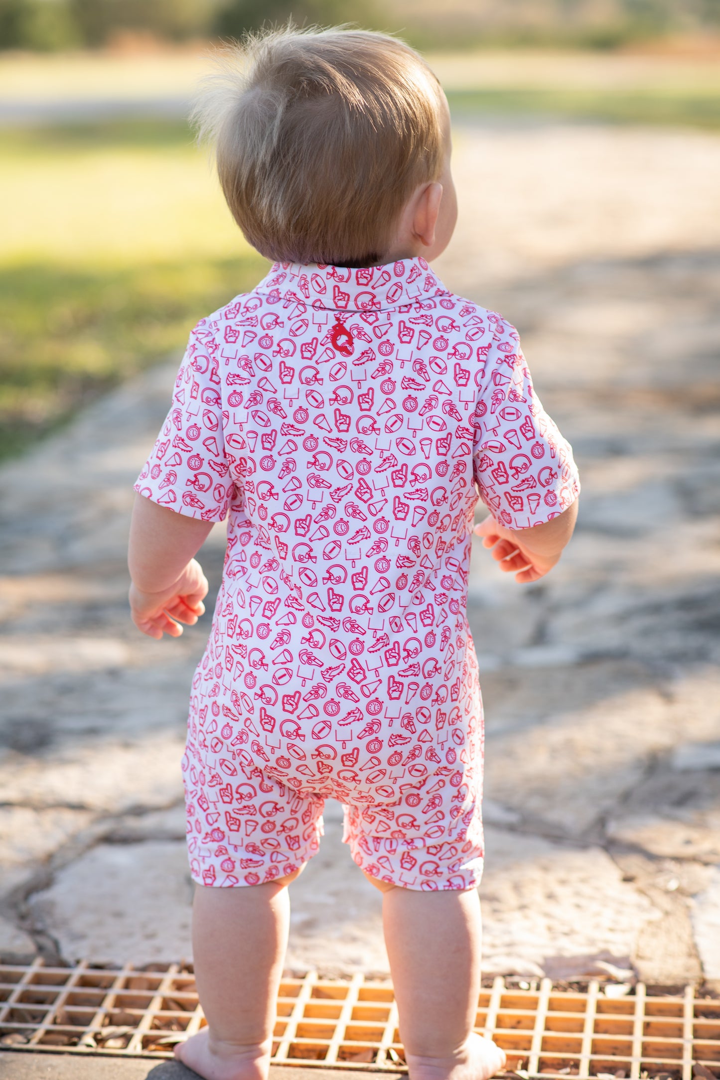 Kickoff Red Polo Short Sleeve Romper